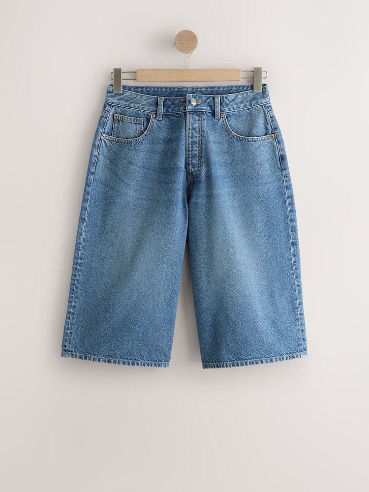 Mid Blue Hourglass Denim Jorts - Image 1 of 4