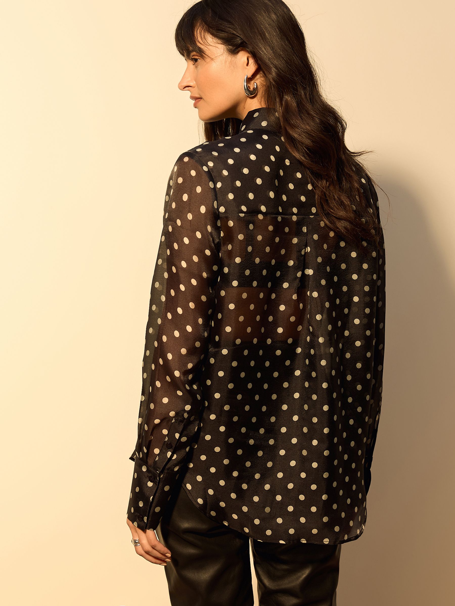 Buy Black/Sage Polka Dot Sheer Long Sleeve Shirt from Next USA