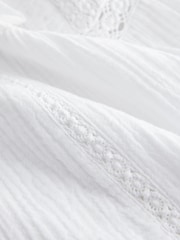 White Cheesecloth V-Neck Ruffle Front Blouse - Image 6 of 7