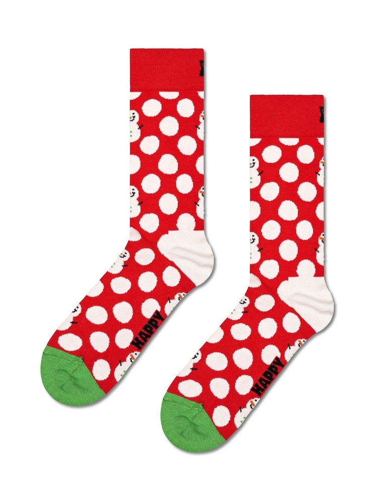 Happy Socks Red 2 Pack Big Dot Snowman Socks Gift Set - Image 2 of 4