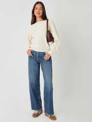Threadbare Cream Chunky Knit Slash Neck Jumper - Image 3 of 4