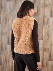 Threadbare Brown Faux Fur Gilet - Image 2 of 4