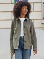Threadbare Green Yoke Detail Suedette Shacket - Image 1 of 4