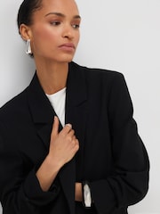 River Island Black Crepe Ruched Sleeve Blazer - Image 2 of 4
