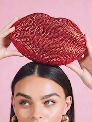 River Island Red Diamante Lips Clutch Bag - Image 1 of 2
