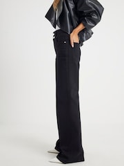 River Island Black Double Waist Band Relaxed Flare Jeans - Image 4 of 4
