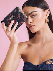 River Island Black Heatseal Lips Foldout Purse - Image 1 of 1