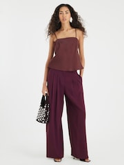 River Island Purple Easy Wide Leg Smart Trousers - Image 1 of 5