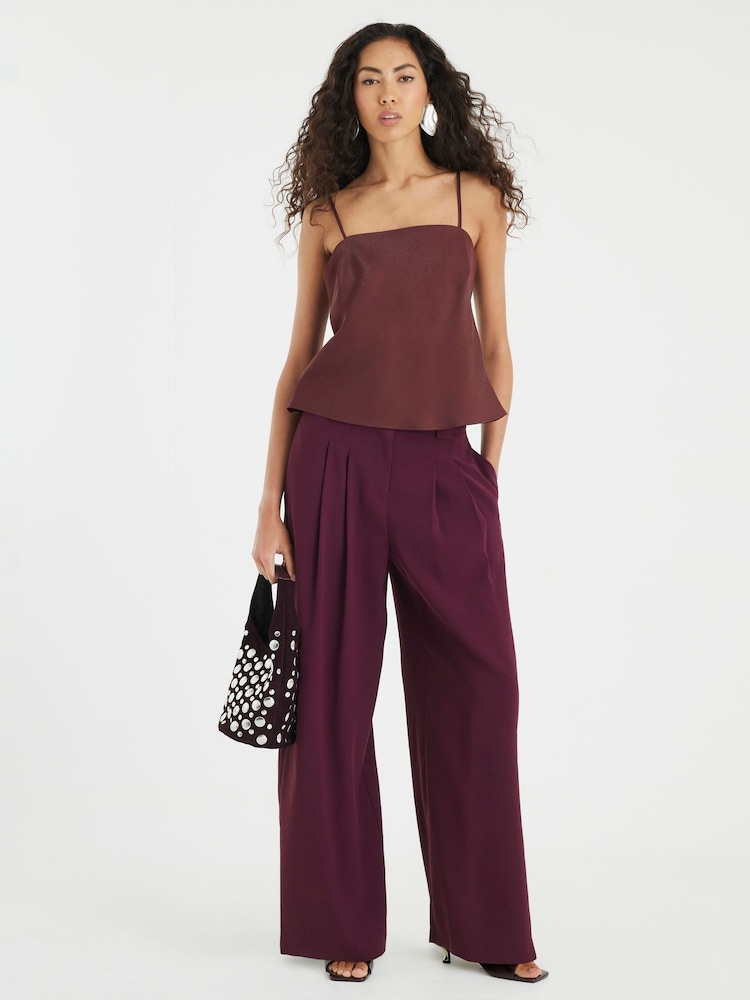 River Island Purple Easy Wide Leg Smart Trousers - Image 1 of 5