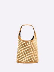 River Island Brown Studded Suedette Bucket Bag - Image 1 of 6