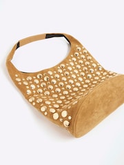 River Island Brown Studded Suedette Bucket Bag - Image 4 of 6