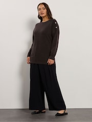 Evans Button Shoulder Detail Brown Jumper - Image 2 of 5
