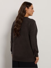 Evans Button Shoulder Detail Brown Jumper - Image 3 of 5