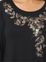 Evans Foil Sequin Neck Swing Black Top - Bild 4 von 5