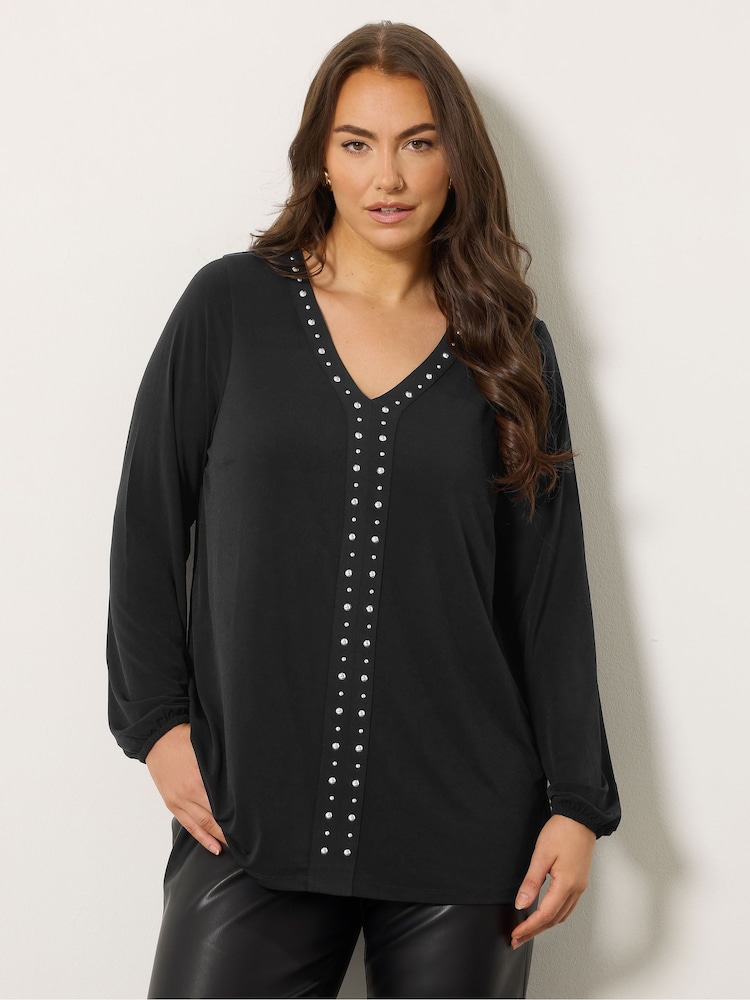 Evans Studded Jersey Top - Image 1 of 5