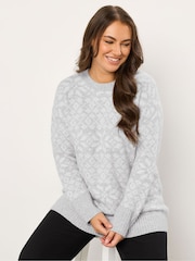 Evans Grey Fairlisle Pattern Jumper - Image 1 of 6