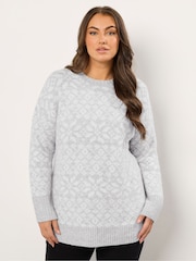 Evans Grey Fairlisle Pattern Jumper - Image 2 of 6