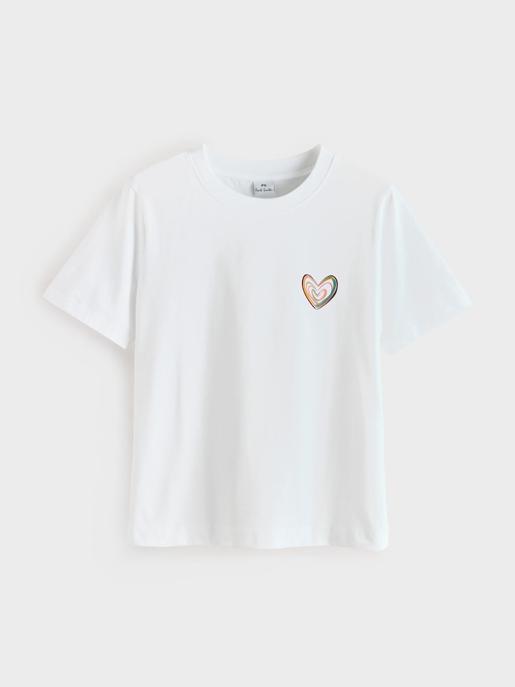 PS Paul Smith White Swirl Heart Graphic T-Shirt - Image 5 of 5
