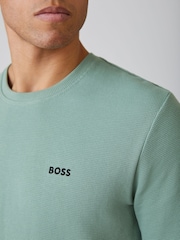 BOSS Dark Green Logo Regualr-Fit Waffle T-Shirt - Image 4 of 5