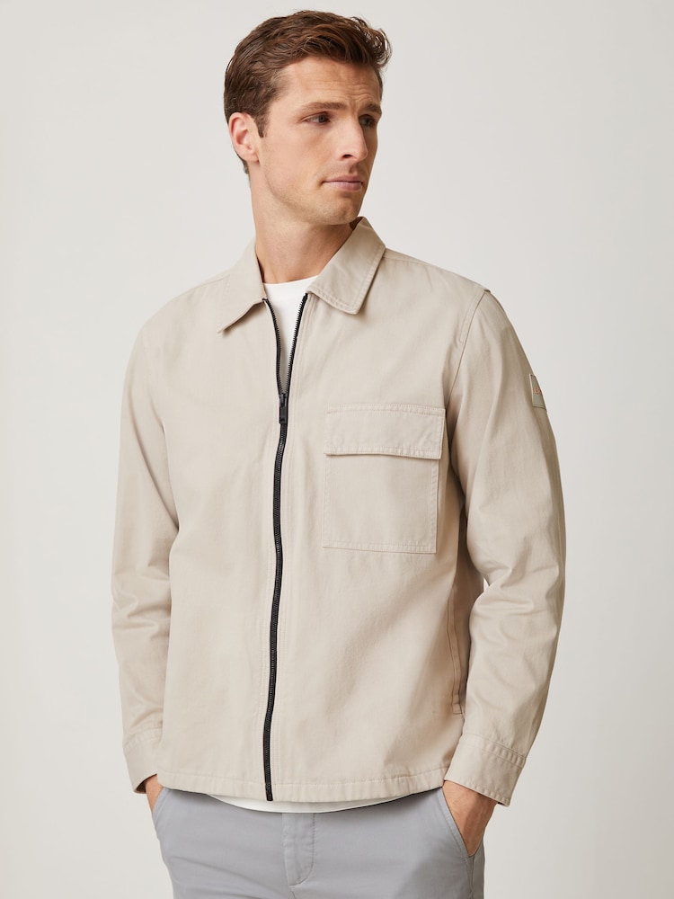 BOSS Cream Lorum Regular-Fit Zip Through Overshirt - Image 1 of 5