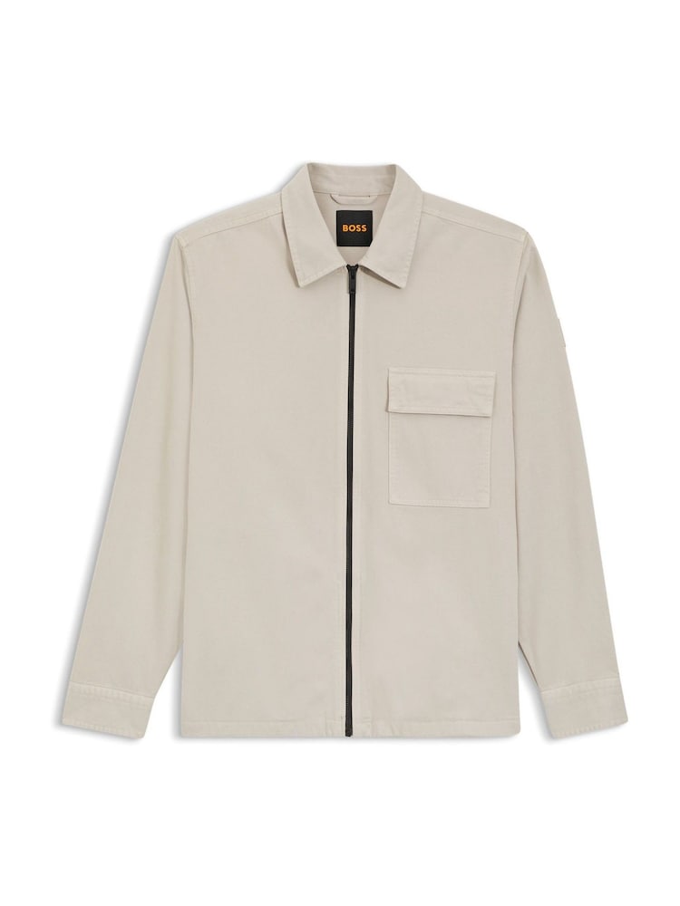 BOSS Cream Lorum Regular-Fit Zip Through Overshirt - Image 5 of 5