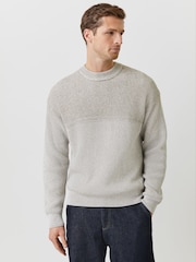 BOSS Grey Kartney Textured Knitted Jumper - Image 1 of 4