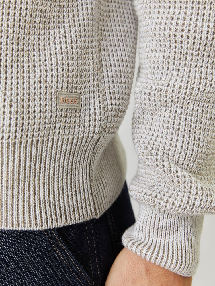 BOSS Grey Kartney Textured Knitted Jumper - Image 4 of 4