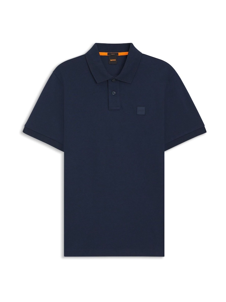 BOSS Dark Blue Slim Fit Passenger Box Logo Polo Shirt - Image 2 of 6 BOSS Dark Blue Slim Fit Passenger Box Logo Polo Shirt - Image 2 of 6