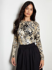 Threadbare Cream Floral Knitted Crew Neck Jumper - Image 1 of 4