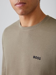 BOSS Brown Waffle Structured T-Shirt - Image 4 of 5