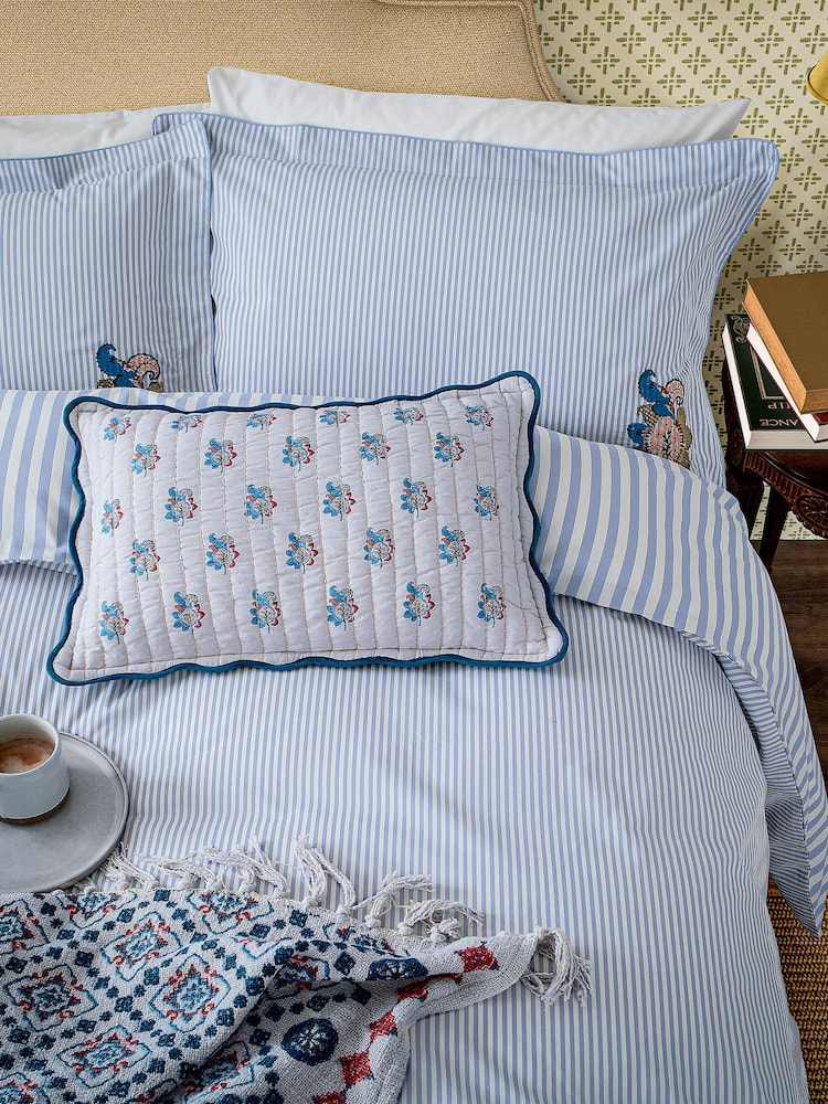 Joules Blue Earlsford Foulard Duvet Cover and Pillowcase Set - Image 1 of 6