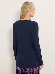 Long Tall Sally Navy Blue Long Sleeve Waffle Pyjamas Top - Image 3 of 5