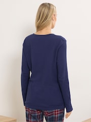 Long Tall Sally Blue Long Sleeve Waffle Pyjamas Top - Image 3 of 6