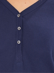 Long Tall Sally Blue Long Sleeve Waffle Pyjamas Top - Image 5 of 6
