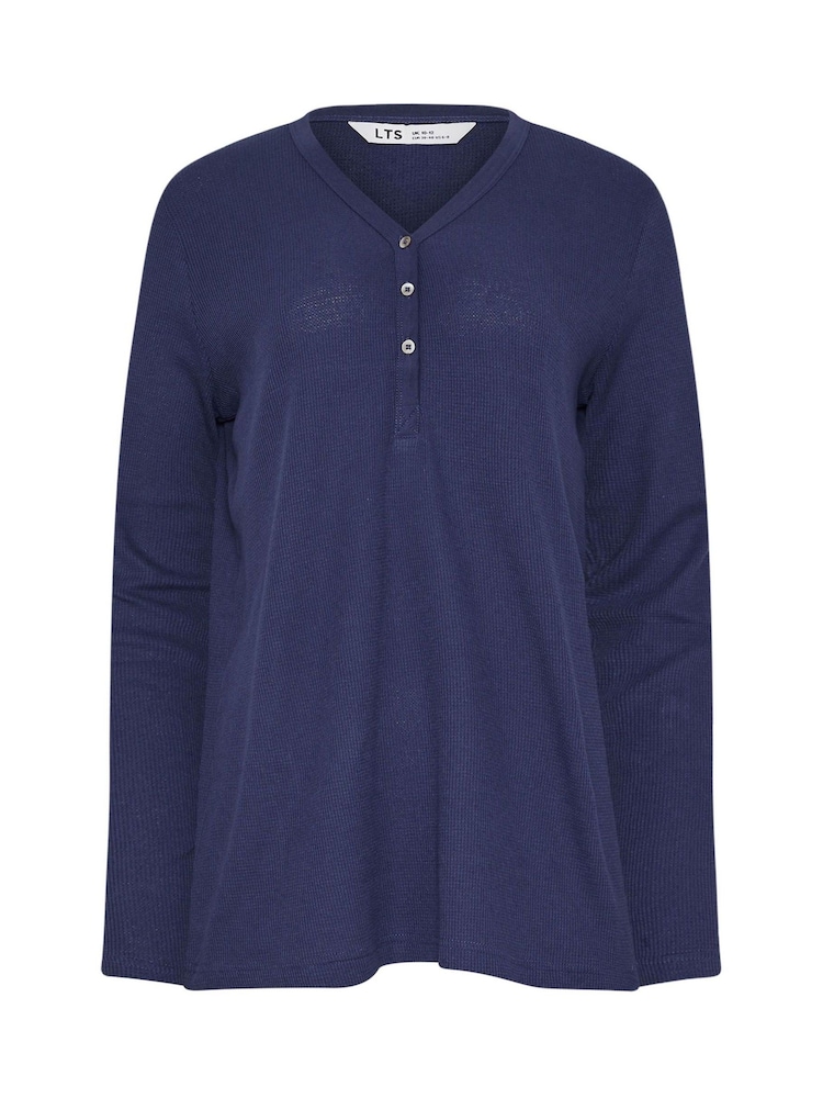 Long Tall Sally Blue Long Sleeve Waffle Pyjamas Top - Image 6 of 6