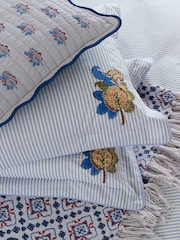 Joules Blue Cream Country Tiles Throw - Image 2 of 3