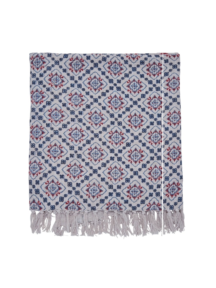Joules Blue Cream Country Tiles Throw - Image 3 of 3