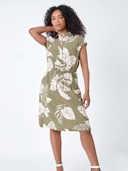 Verde - Vestido camisa Roman Petite Tropical com detalhe na cintura - Imagem 1 de 5