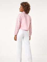 Roman Cotton Blend Broderie Sleeve Jacket - Imagen 2 de 5