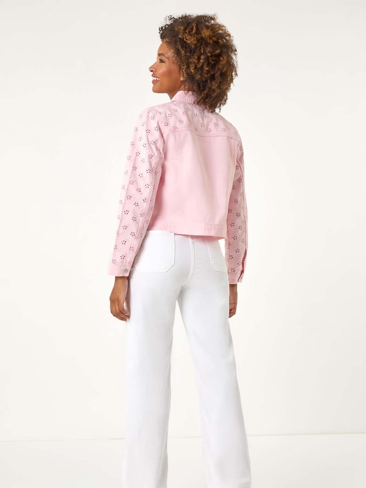 Roman Cotton Blend Broderie Sleeve Jacket - Imagen 2 de 5
