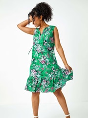 Vestido Roman Petite com estampa floral e babados na bainha - Imagem 1 de 5