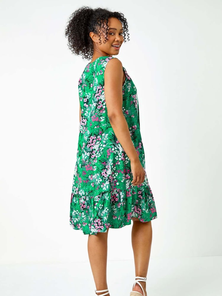 Vestido Roman Petite com estampa floral e babados na bainha - Imagem 2 de 5