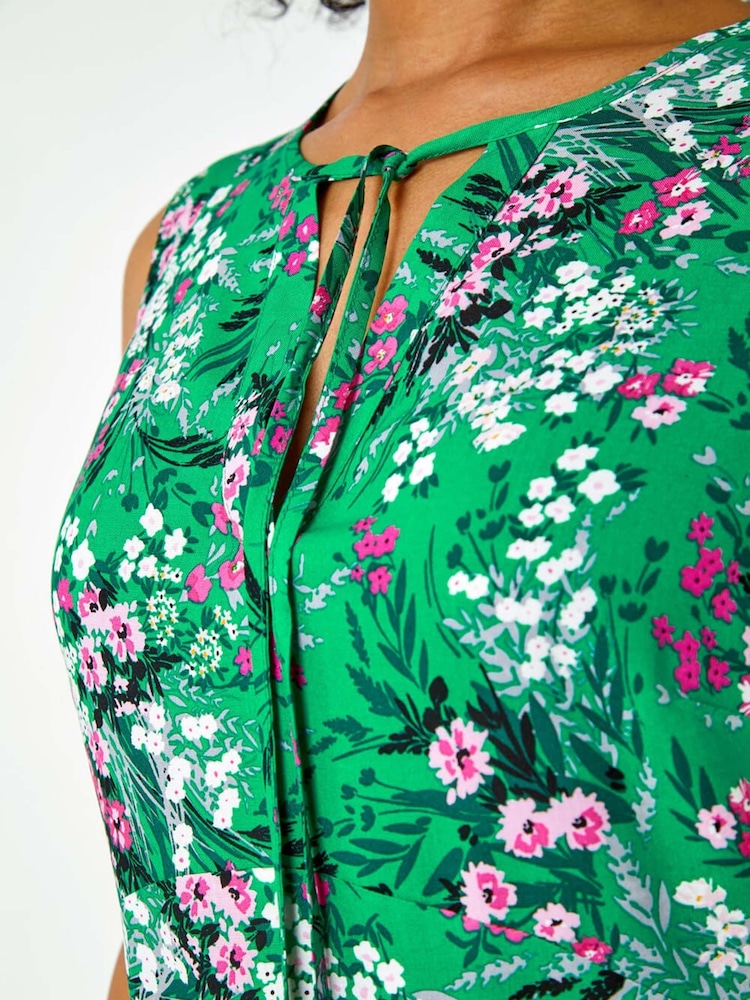 Vestido Roman Petite com estampa floral e babados na bainha - Imagem 5 de 5