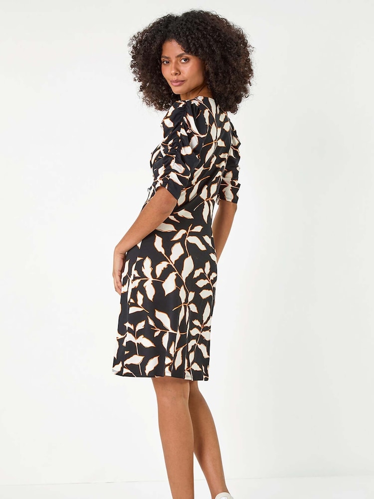 Vestido Roman Ditsy Leaf com mangas bufantes franzidas - Imagem 2 de 5