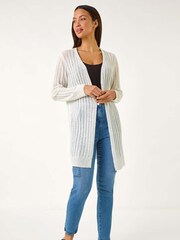 Roman White Longline Lightweight Knit Cardigan - Image 1 of 5