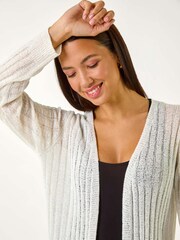 Roman White Longline Lightweight Knit Cardigan - Image 3 of 5