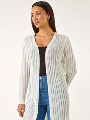 Roman White Longline Lightweight Knit Cardigan - Image 4 of 5