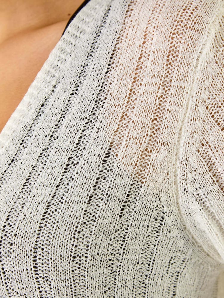 Roman White Longline Lightweight Knit Cardigan - Image 5 of 5