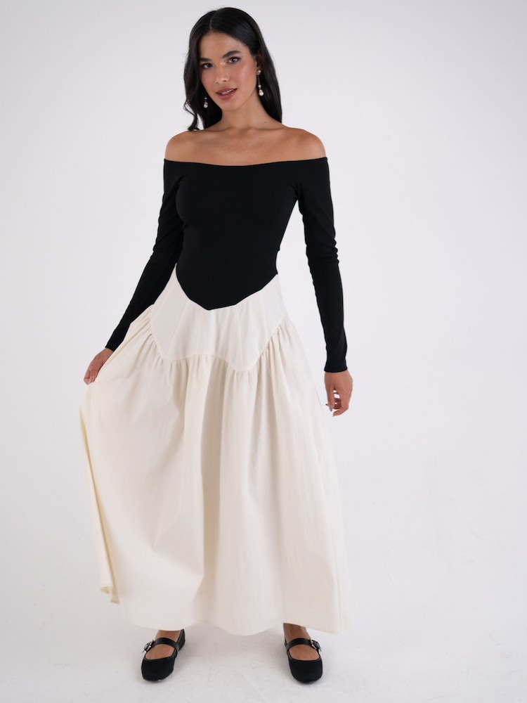 Buy Amy Lynn Cream Nancy Long Sleeve Contrast Ribbed Knit Cotton