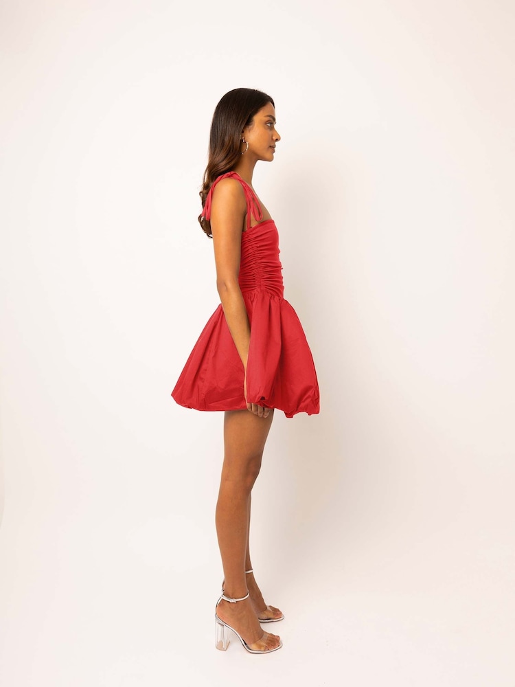 Amy Lynn Red Alexa Puffball Cotton Mini Dress - Image 4 of 4